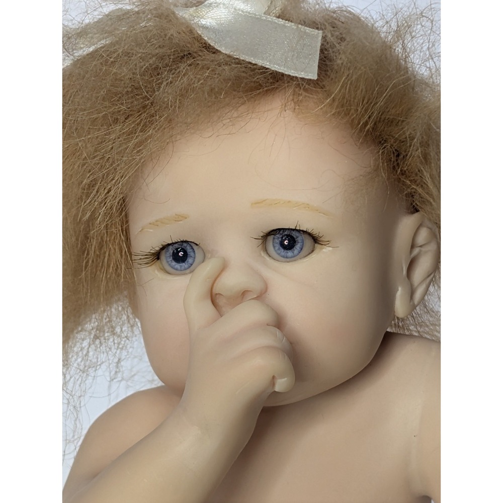 Laura Lee Wambach Baby Girl Bunny Love Resin Realistic Nose Picker 6 Inch.